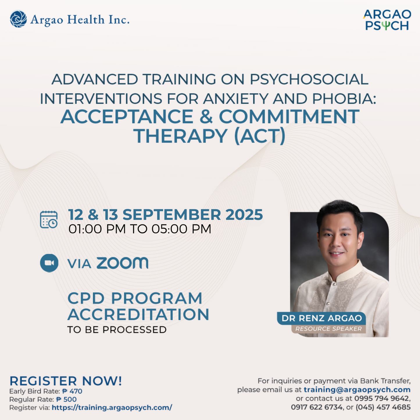 Advanced Training on Psychosocial Interventions for Anxiety and Phobia: Acceptance and Commitment Therapy (ACT)