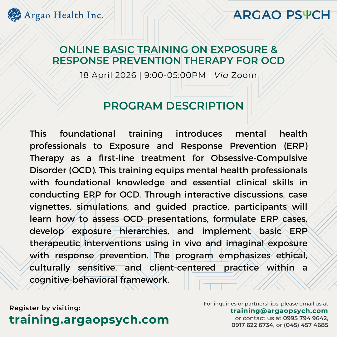 Online Training on Exposure & Response Prevention Therapy for Obsessive Compulsive Disorder (OCD)
